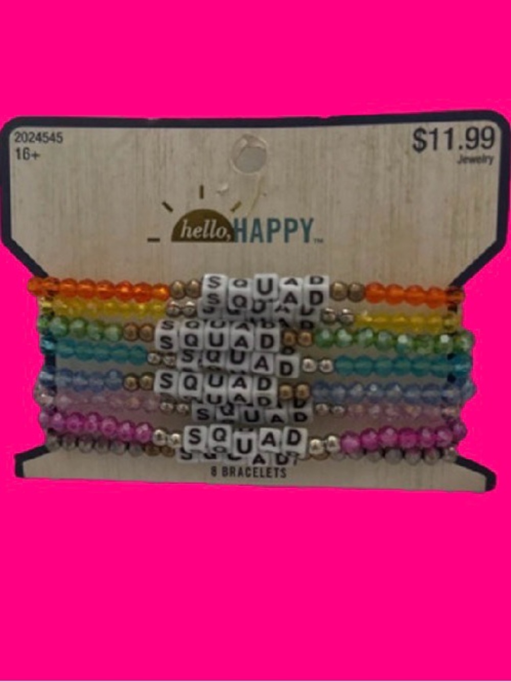 hello, HAPPY Kids 'SQUAD' Rainbow Bead Bracelet Set - 8 Pack